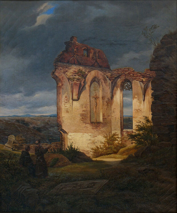 Gottlieb Moritz Julius Fiebiger (1813–1883), Ruine der Nikolaikirche in Bautzen. 1840, Öl auf Leinwand. Museum Bautzen Gottlieb Moritz Julius Fiebiger (1813–1883), Ruine der Nikolaikirche in Bautzen. 1840, Öl auf Leinwand. Museum Bautzen
