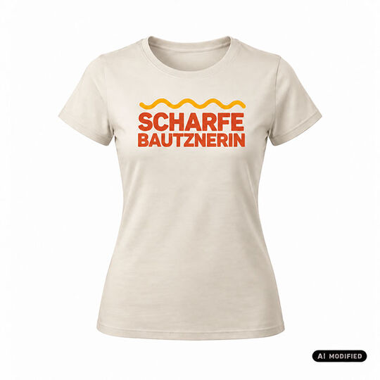 cremeweißes Damen-T-Shirt mit Aufschrift Scharfe Bautznerin
