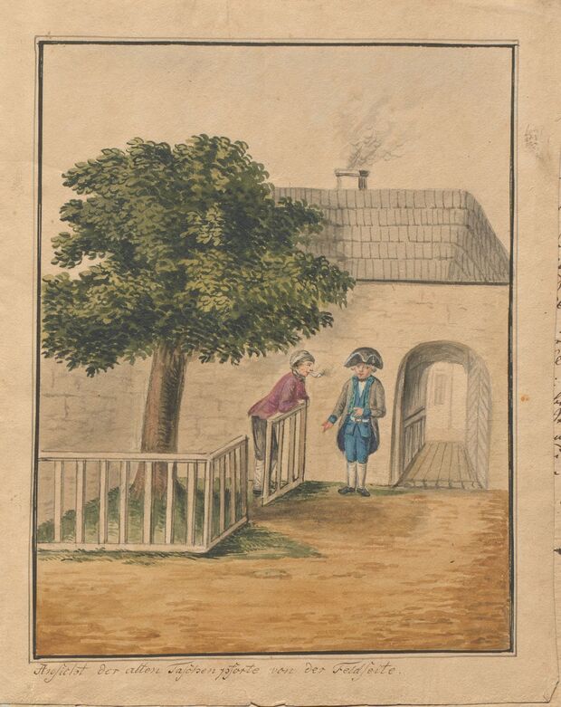 Zeichnung der alten Taschenpforte Zeichnung der alten Taschenpforte