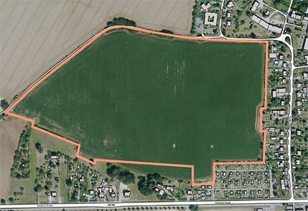 Luftbild mit Stadtgrundkarte