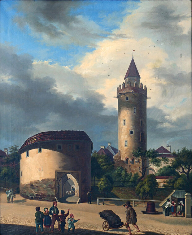 Friedrich von Gersheim (1792–1880), Wendisches Tor und Wendischer Turm Bautzen, 1833. Öl auf Leinwand. Museum Bautzen.