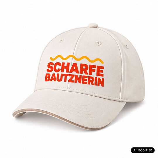 cremeweißes Cap mit Aufschrift Scharfe Bautznerin