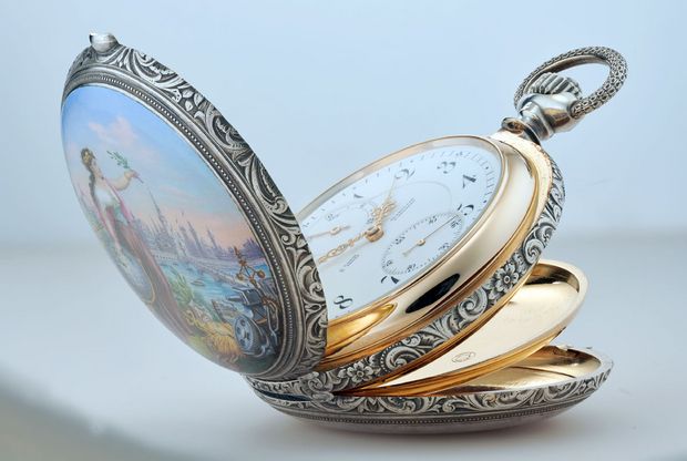 Tourbillon Aufgeklappte verzierte Taschenuhr