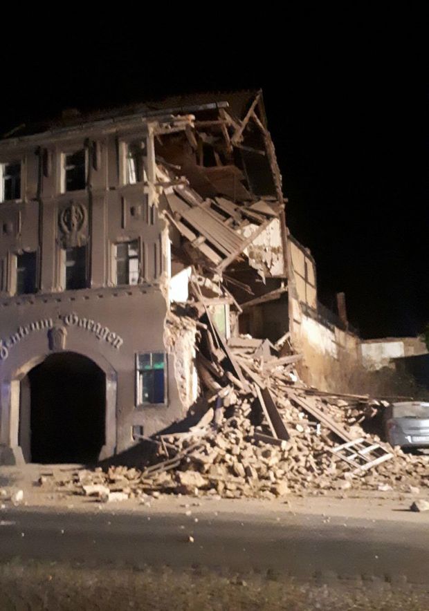 eingestürtzter Haus auf der Töpferstraße