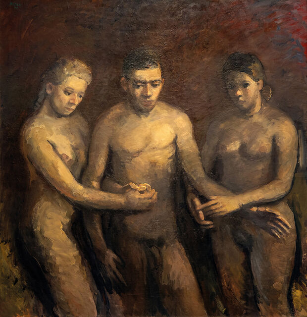 Harald Metzkes, Herkules am Scheideweg (Hercules at the crossroads) 1979. Öl auf Leinwand. Schenkung 2025 aus Privatbesitz. Foto: Holger Hinz Harald Metzkes, Herkules am Scheideweg (Hercules at the crossroads) 1979. Öl auf Leinwand. Schenkung 2025 aus Privatbesitz. Foto: Holger Hinz