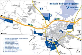 Übersichtsplan der Industrie- und Gewerbegebiete der Stadt Bautzen Übersichtsplan der Industrie- und Gewerbegebiete der Stadt Bautzen