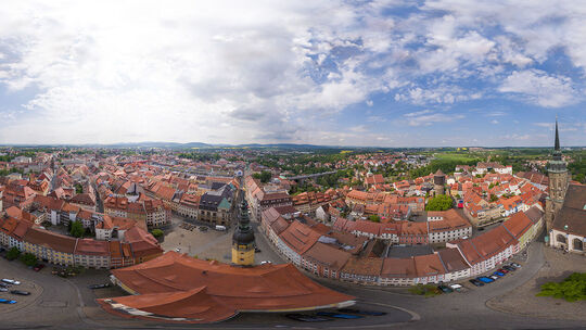 Luftbildpanorama vom Fleischmarkt Bautzen Luftbildpanorama vom Fleischmarkt Bautzen mit Rathaus und Dom